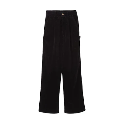(Women) MIU MIU Black Solid Color Loose Fit Zipper Casual Pants. MP1750-1Z36-F0002-S-OOO