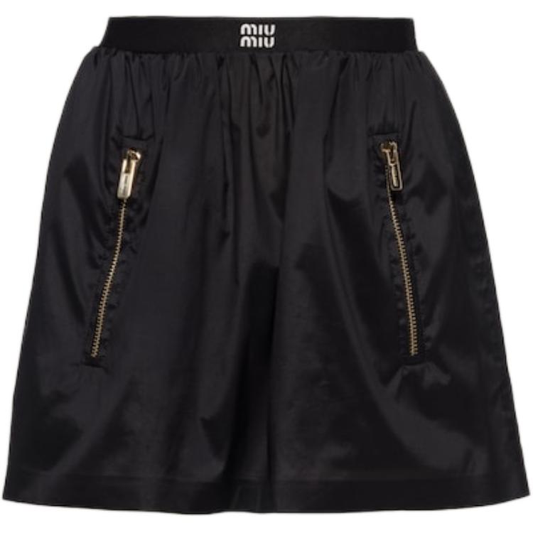 (Women) MIU MIU  Black Solid High-Waist Mini Casual Skirt. MG1926-121G-F0002