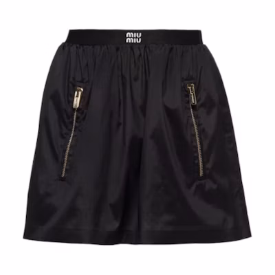 (Women) MIU MIU Black Solid High-Waist Mini Casual Skirt. MG1926-121G-F0002