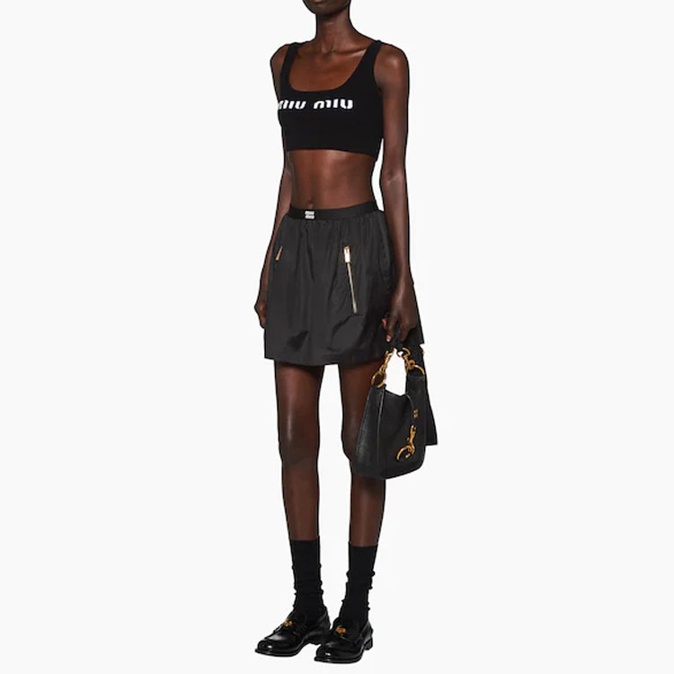(Women) MIU MIU  Black Solid High-Waist Mini Casual Skirt. MG1926-121G-F0002 圖 3