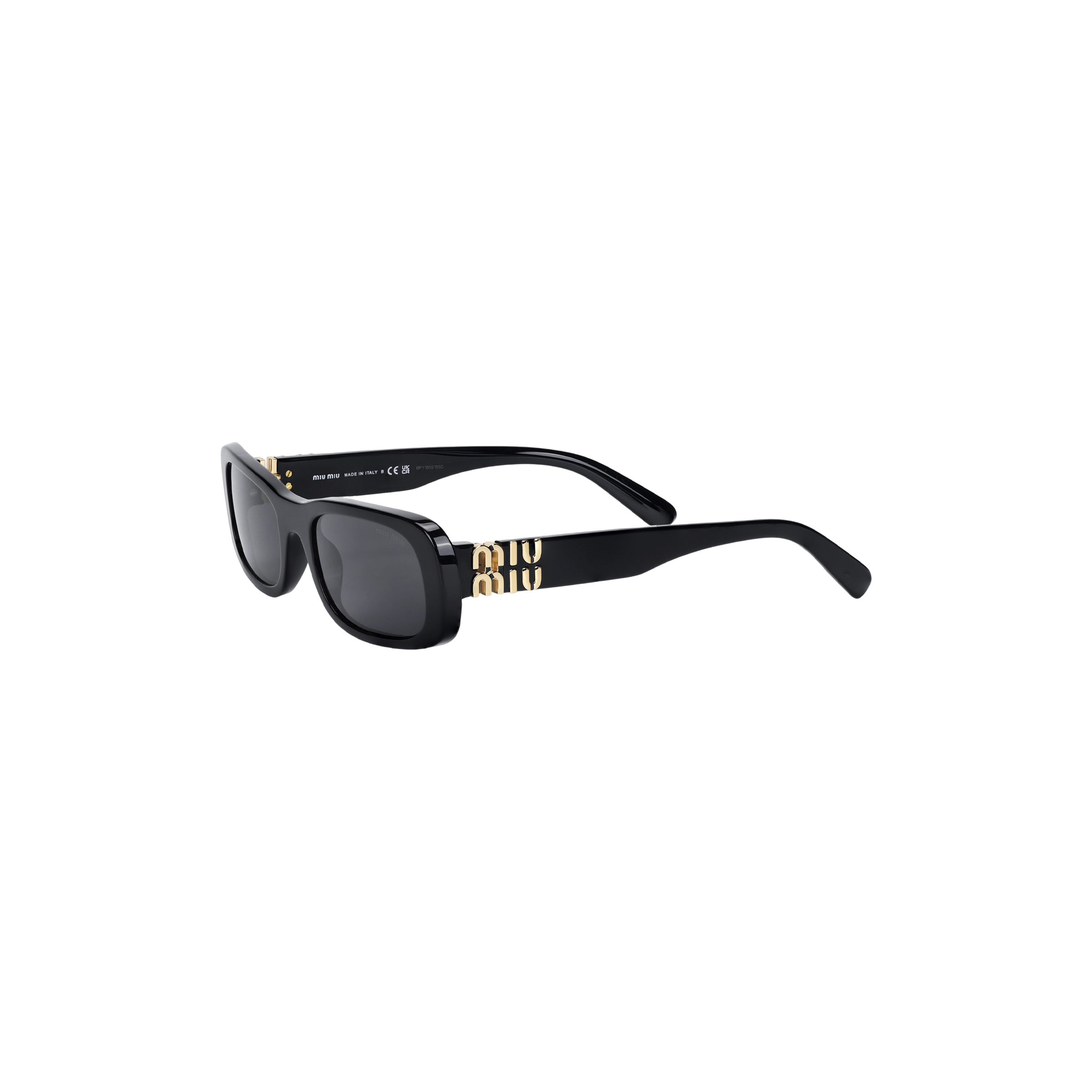 (Women) MIU MIU  Black Square Acetate Sunglasses with Logo Temples. SMU08Z_E1AB_F05S0_C_053