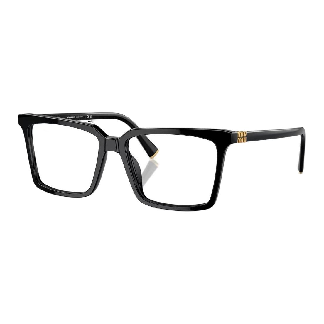 (Women) MIU MIU  Black Square Optical Eyeglasses with Letter Logo. MU08XVF-16K1O1
