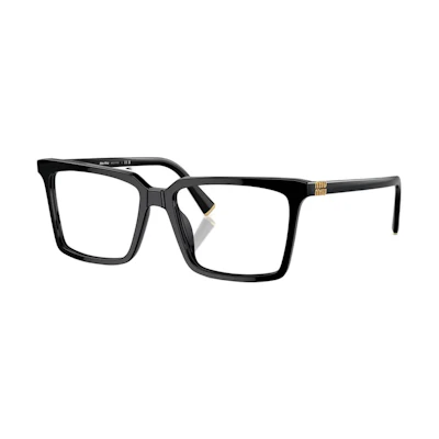 (Women) MIU MIU Black Square Optical Eyeglasses with Letter Logo. MU08XVF-16K1O1
