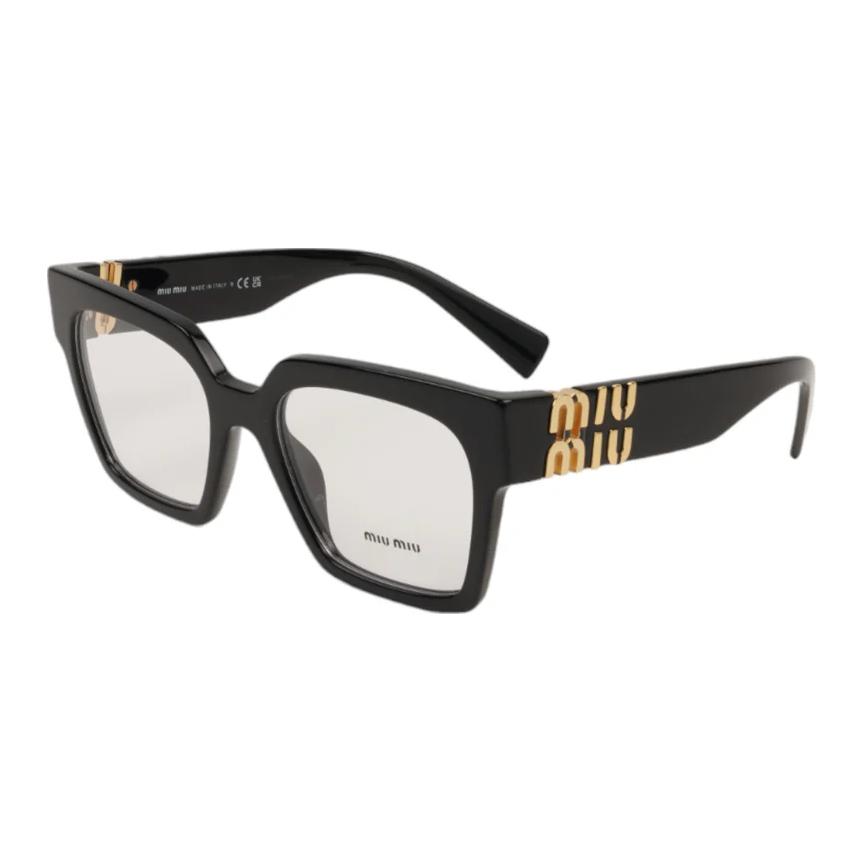 (Women) MIU MIU  Black Square Optical Glasses with Logo Temples. OMU04UV1AB101