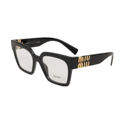 (Women) MIU MIU Black Square Optical Glasses with Logo Temples. OMU04UV1AB101