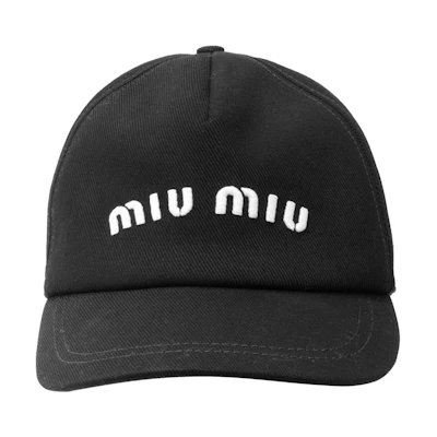 (Women) MIU MIU Black Twill Fabric Baseball Cap 5HC179_2DXI_F0967