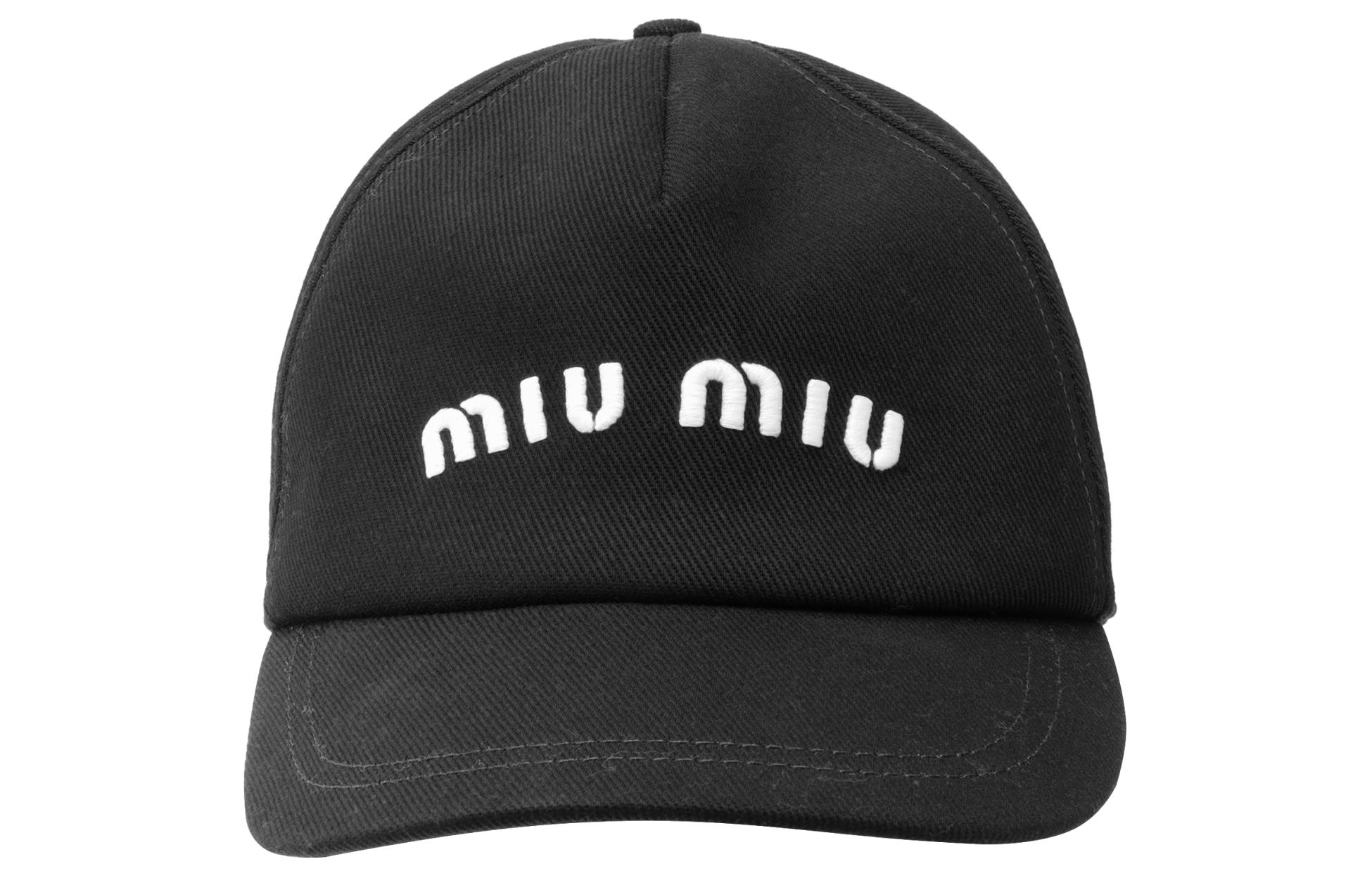 Order (W) MIU MIU ブラック ツイル ファブリック ベースボールキャップ 5HC179_2DXI_F0967