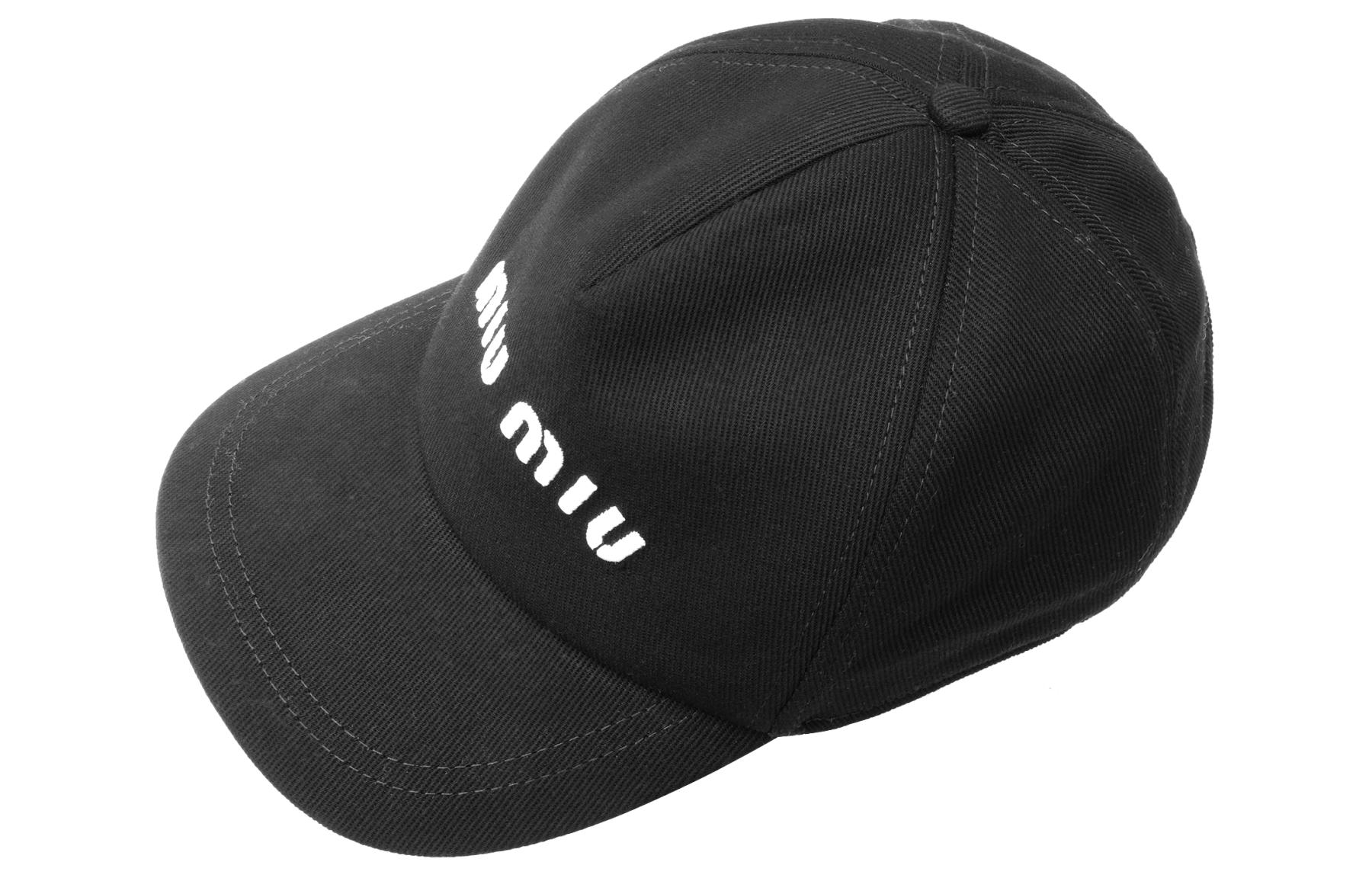 Shop (W) MIU MIU ブラック ツイル ファブリック ベースボールキャップ 5HC179_2DXI_F0967