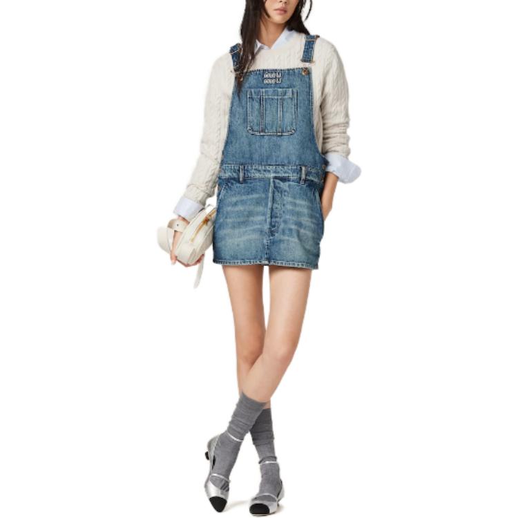 (Women) MIU MIU  Blue Button-Up Long Sleeve Dress with Straps. GWA207-139G-F0008-S-OOO 圖 3