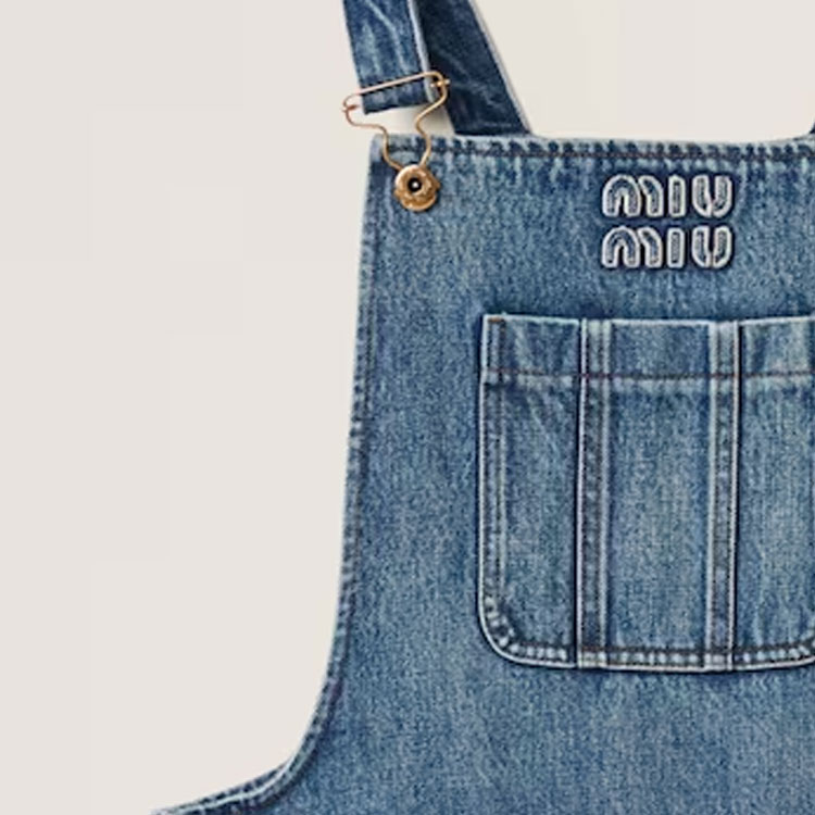 (Women) MIU MIU  Blue Button-Up Long Sleeve Dress with Straps. GWA207-139G-F0008-S-OOO 圖 5