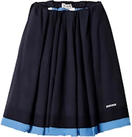 (Women) MIU MIU Blue Colorblock Logo Pleated Casual Long Skirt. MG2318-15Q9-FOG6N-S-OOO (Women) MIU MIU Blue Colorblock Logo Pleated Casual Long Skirt. MG2318-15Q9-FOG6N-S-OOO