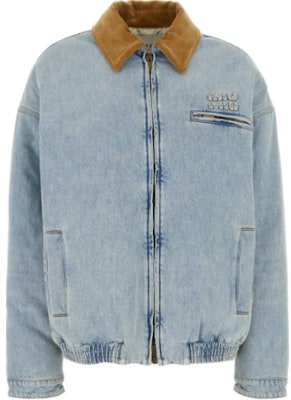 (Women) MIU MIU Blue Denim Jacket with Zipper and Lapel Design. GWB221-15Q1-F0013-S-OOO Buy (Women) MIU MIU Blue Denim Jacket with Zipper and Lapel Design. GWB221-15Q1-F0013-S-OOO