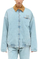 Shop (W) MIU MIU 藍色牛仔外套搭配拉鍊與翻領設計 GWB221-15Q1-F0013-S-OOO