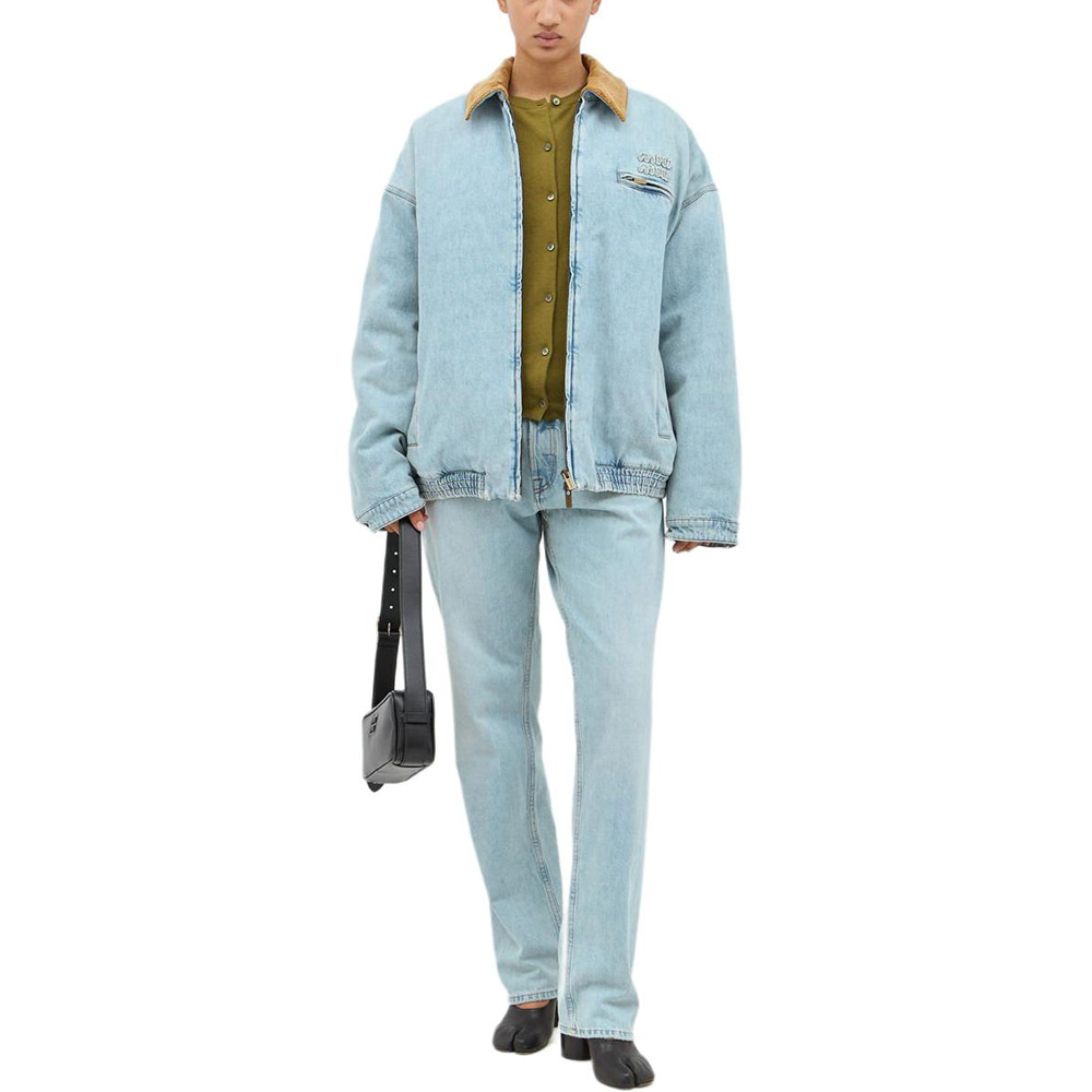 Purchase (Women) MIU MIU  Blue Denim Jacket with Zipper and Lapel Design. GWB221-15Q1-F0013-S-OOO