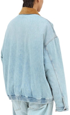 (Women) MIU MIU Blue Denim Jacket with Zipper and Lapel Design. GWB221-15Q1-F0013-S-OOO Details for (Women) MIU MIU Blue Denim Jacket with Zipper and Lapel Design. GWB221-15Q1-F0013-S-OOO