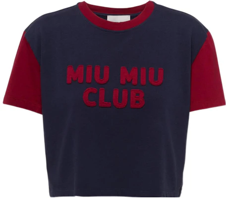 (W) MIU MIU 藍色刺繡字母印花短袖短版上衣 MJN421-115L-F041L Order (W) MIU MIU 藍色刺繡字母印花短袖短版上衣 MJN421-115L-F041L