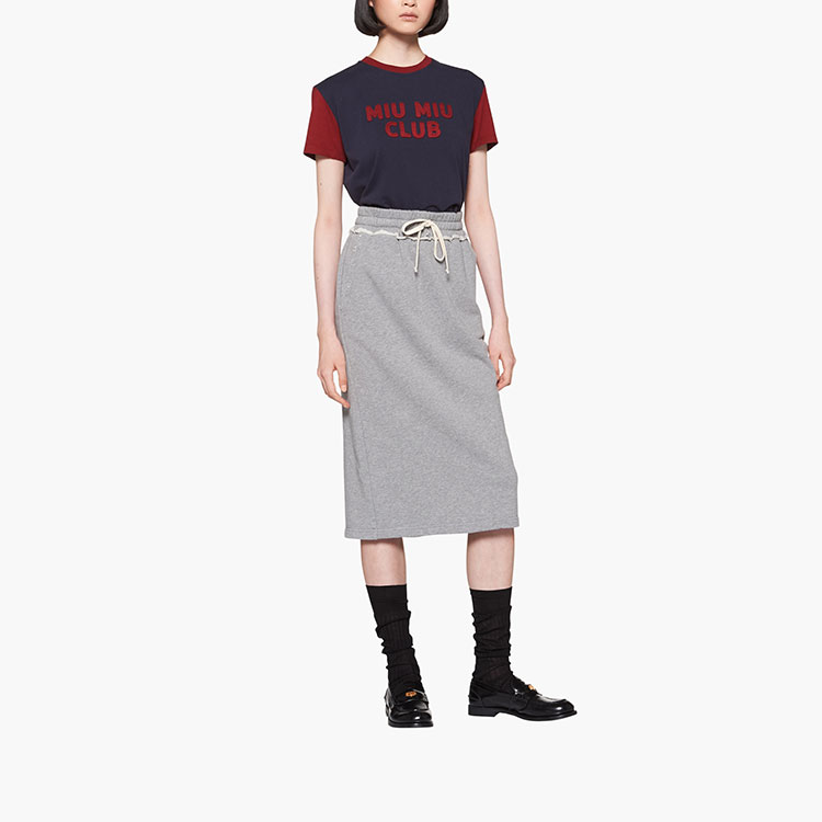 (Women) MIU MIU  Blue Embroidered Letter Print Cropped Short Sleeve Top. MJN421-115L-F041L 圖 3