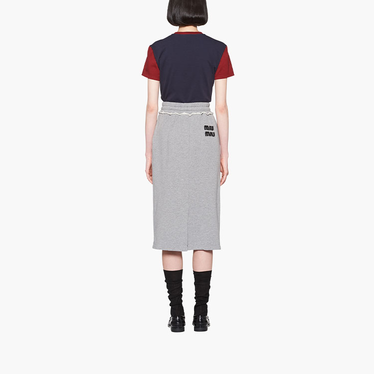 (Women) MIU MIU  Blue Embroidered Letter Print Cropped Short Sleeve Top. MJN421-115L-F041L 圖 4