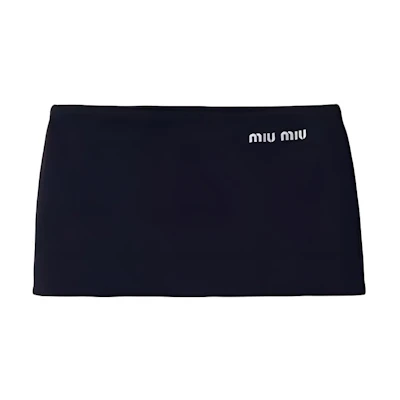(Women) MIU MIU Blue Embroidered Logo Pencil Skirt Casual. MMG505-14SJ-F0008-S-OOO