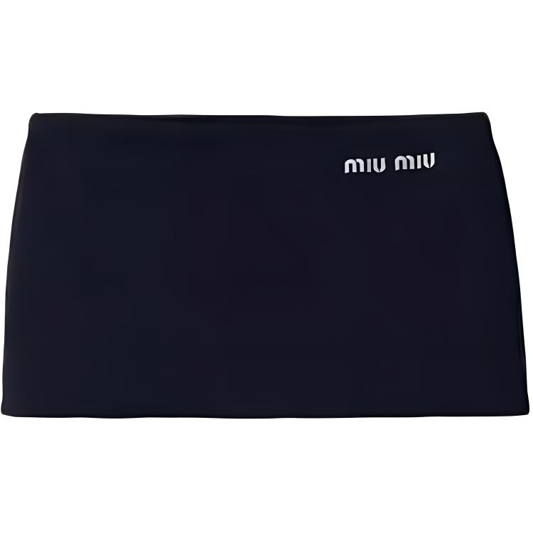 (Women) MIU MIU  Blue Embroidered Logo Pencil Skirt Casual. MMG505-14SJ-F0008-S-OOO 圖 2
