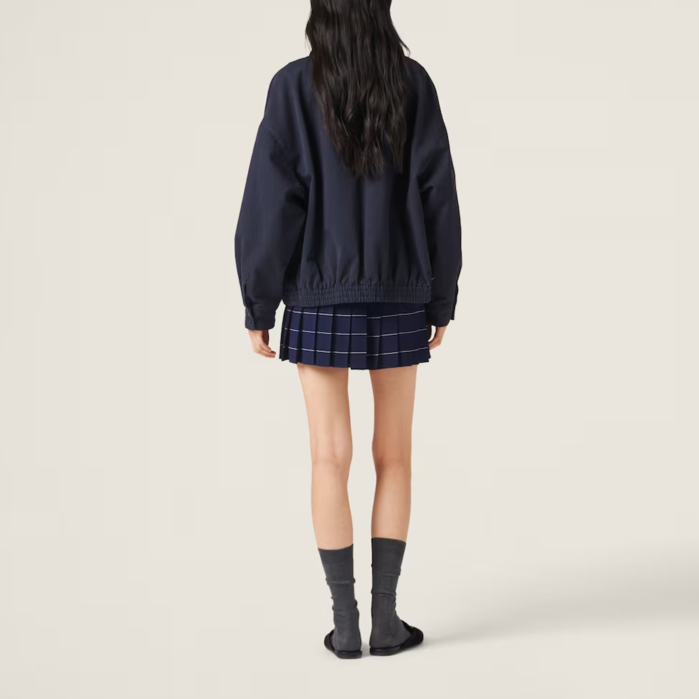 Shop (Women) MIU MIU  Blue Letter Embroidery Zip-Up Jacket with Collar. ML843-1350-F0008-S-231