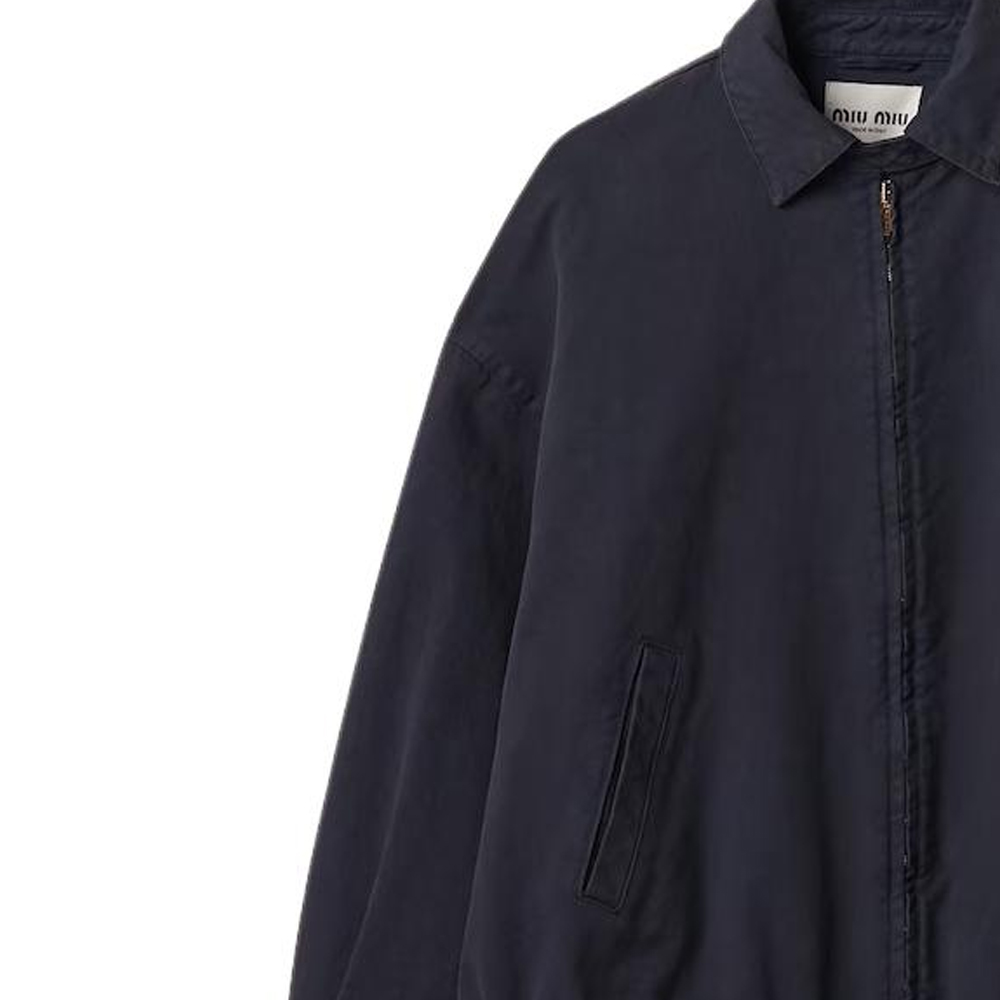 Sizing (Women) MIU MIU  Blue Letter Embroidery Zip-Up Jacket with Collar. ML843-1350-F0008-S-231