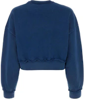 Lookbook (Women) MIU MIU Blue Letter Logo Cropped Pullover Sweatshirt Long Sleeve. MJL911-15AT-F0008