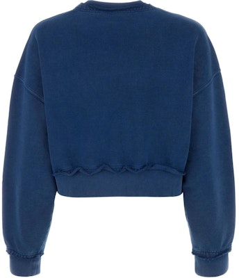 (W) MIU MIU ブルーロゴ クロップドプルオーバー スウェットシャツ 長袖 MJL911-15AT-F0008 Lookbook (W) MIU MIU ブルーロゴ クロップドプルオーバー スウェットシャツ 長袖 MJL911-15AT-F0008