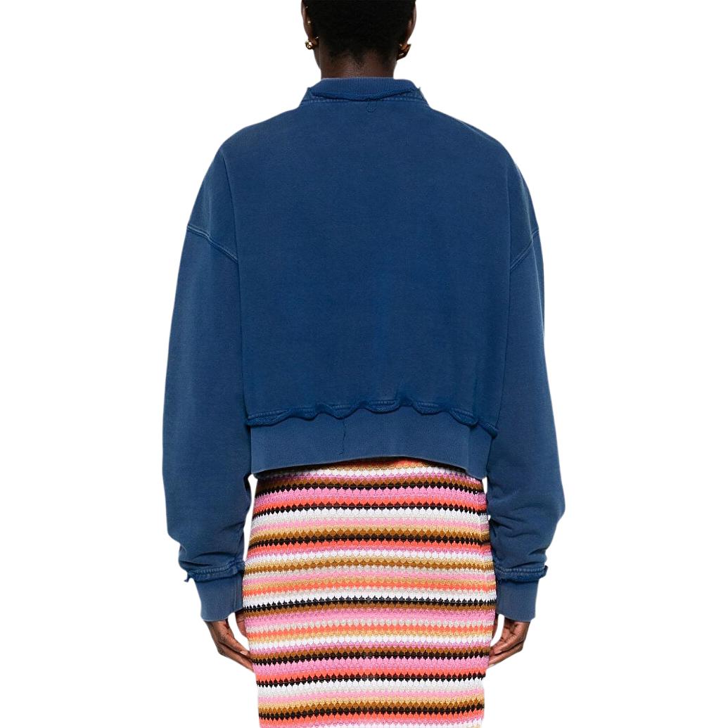 Purchase (W) MIU MIU Biru Logo Letter Sweatshirt Lengan Panjang Cropped Pullover. MJL911-15AT-F0008