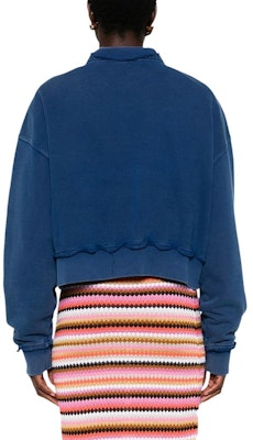 (W) MIU MIU ブルーロゴ クロップドプルオーバー スウェットシャツ 長袖 MJL911-15AT-F0008 Purchase (W) MIU MIU ブルーロゴ クロップドプルオーバー スウェットシャツ 長袖 MJL911-15AT-F0008