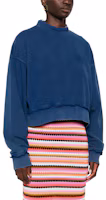 Details for (Women) MIU MIU Blue Letter Logo Cropped Pullover Sweatshirt Long Sleeve. MJL911-15AT-F0008