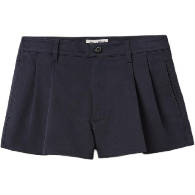 Order (W) MIU MIU 藍色刺繡標誌休閒短褲。 MP1806-1UPX-F0008-S-OOO