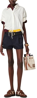 (W) MIU MIU 藍色刺繡標誌休閒短褲。 MP1806-1UPX-F0008-S-OOO Lookbook (W) MIU MIU 藍色刺繡標誌休閒短褲。 MP1806-1UPX-F0008-S-OOO