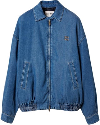 (Women) MIU MIU Blue Logo Embroidered Long-Sleeve Puffer Jacket. GWB219-15PP-F0008-S-OOO Buy (Women) MIU MIU Blue Logo Embroidered Long-Sleeve Puffer Jacket. GWB219-15PP-F0008-S-OOO