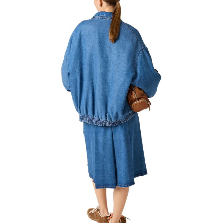 Shop (Women) MIU MIU  Blue Logo Embroidered Long-Sleeve Puffer Jacket. GWB219-15PP-F0008-S-OOO