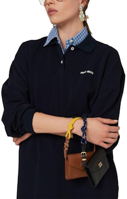 (Women) MIU MIU Blue Logo Embroidered Long Sleeve Polo Shirt Casual Wear. MJL019-14RW-S-OOO Lookbook (Women) MIU MIU Blue Logo Embroidered Long Sleeve Polo Shirt Casual Wear. MJL019-14RW-S-OOO