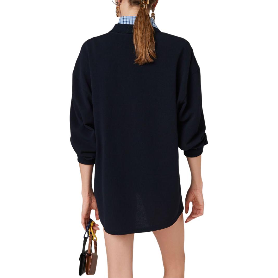 Shop (Women) MIU MIU  Blue Logo Embroidered Long Sleeve Polo Shirt Casual Wear. MJL019-14RW-S-OOO