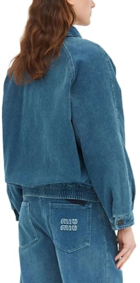 (Women) MIU MIU Blue Logo Zipper Jacket with Raglan Sleeves. ML1152-16DF-F0013 Shop (Women) MIU MIU Blue Logo Zipper Jacket with Raglan Sleeves. ML1152-16DF-F0013