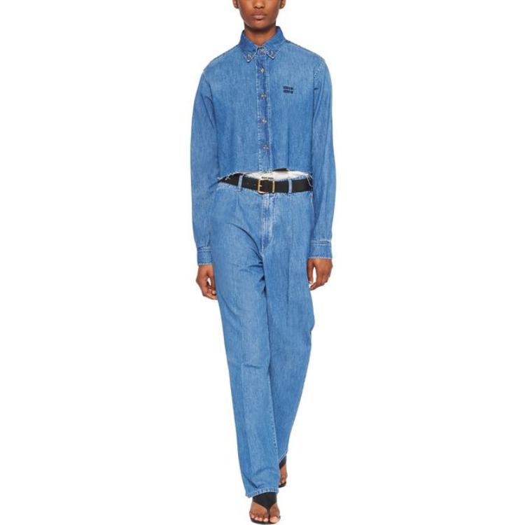 Lookbook (W) MIU MIU Kemeja Lengan Panjang Biru Anti Matahari FW23 GWC104-1294-F0013-S-232