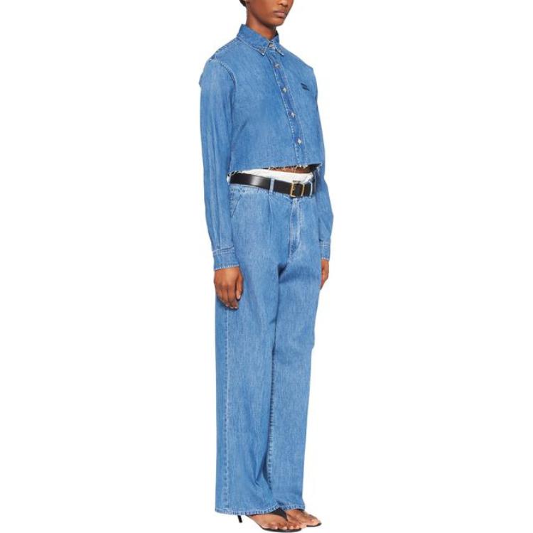 Purchase (W) MIU MIU Kemeja Lengan Panjang Biru Anti Matahari FW23 GWC104-1294-F0013-S-232