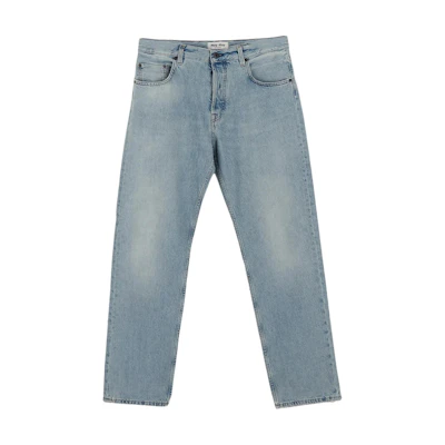 (Women) MIU MIU Blue Mid-Rise Loose Fit Denim Jeans with Zipper Pockets. GWP503-14QU-F0013
