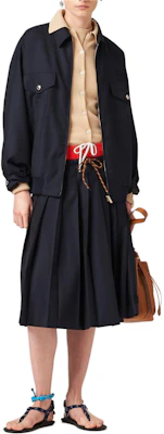 (Women) MIU MIU Blue Pleated Drawstring Long Casual Skirt with Logo Embroidery MG2237-11AD-F0008-S-OOO Lookbook (Women) MIU MIU Blue Pleated Drawstring Long Casual Skirt with Logo Embroidery MG2237-11AD-F0008-S-OOO