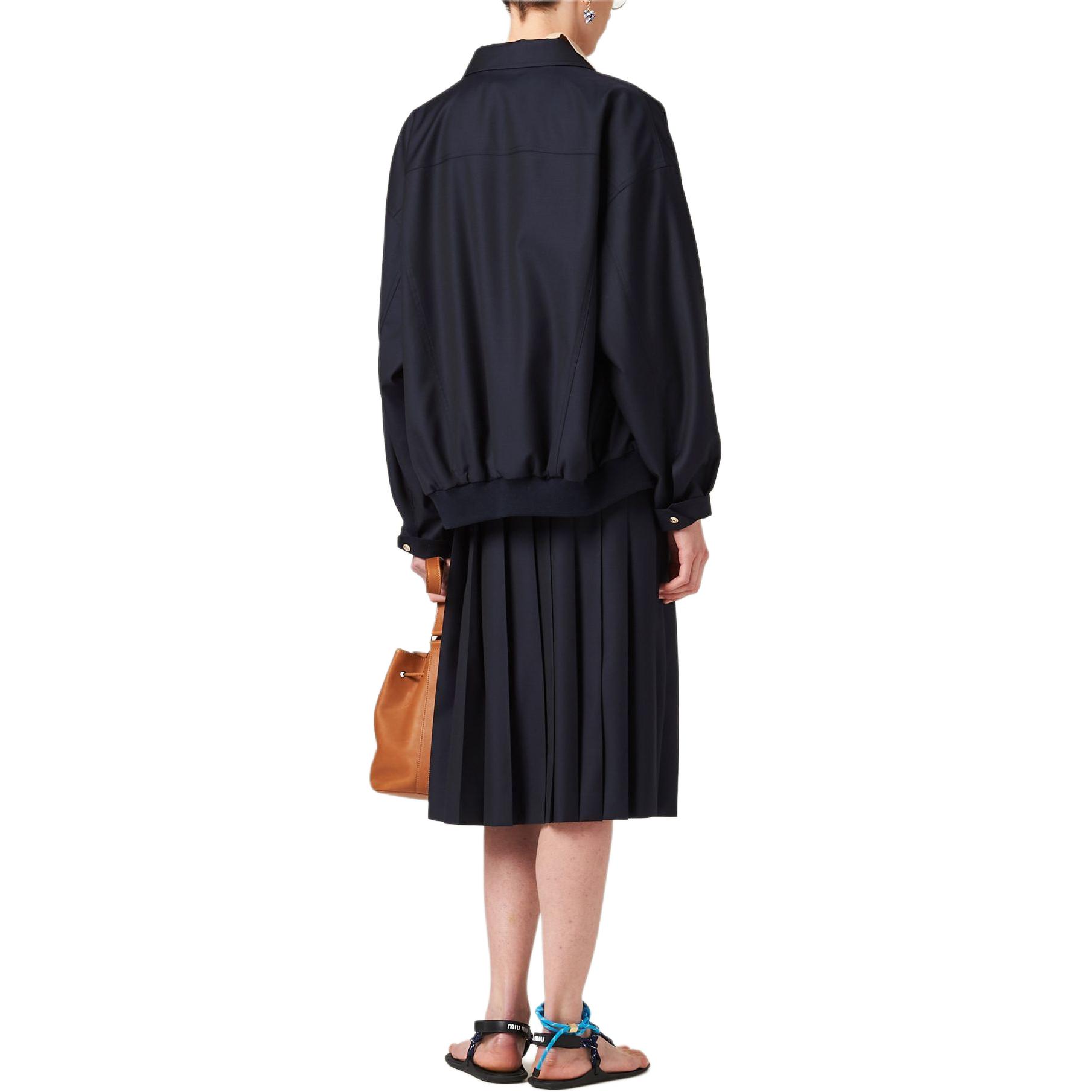 (Women) MIU MIU  Blue Pleated Drawstring Long Casual Skirt with Logo Embroidery MG2237-11AD-F0008-S-OOO 圖 4