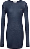 (Women) MIU MIU Blue Slim-Fit Long-Sleeve Short Dress FW24. MJA842-14RN-F0008-S-231 (Women) MIU MIU Blue Slim-Fit Long-Sleeve Short Dress FW24. MJA842-14RN-F0008-S-231