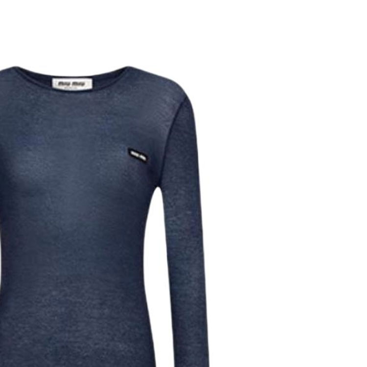 Cheap (W) MIU MIU 蓝色修身长袖短连衣裙 FW24. MJA842-14RN-F0008-S-231