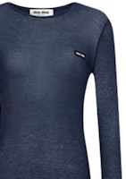 Cheap (Women) MIU MIU Blue Slim-Fit Long-Sleeve Short Dress FW24. MJA842-14RN-F0008-S-231