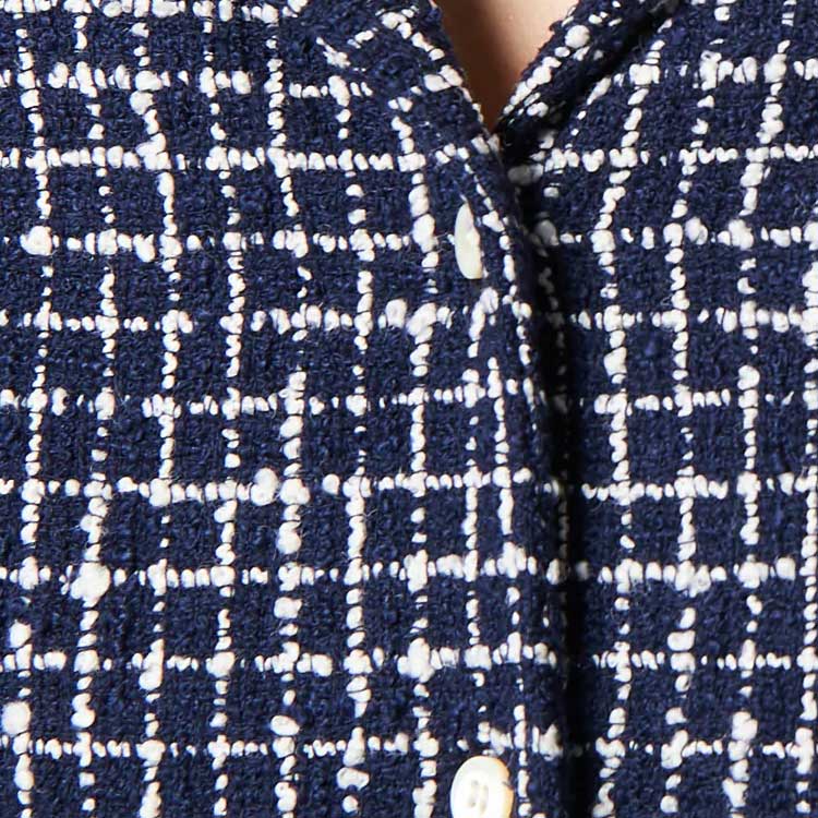 (Women) MIU MIU  Blue SS24 Logo Tweed Short-Sleeve Plaid Cropped Jacket. MH1916-14HQ-F069Q-S-OOO 圖 6