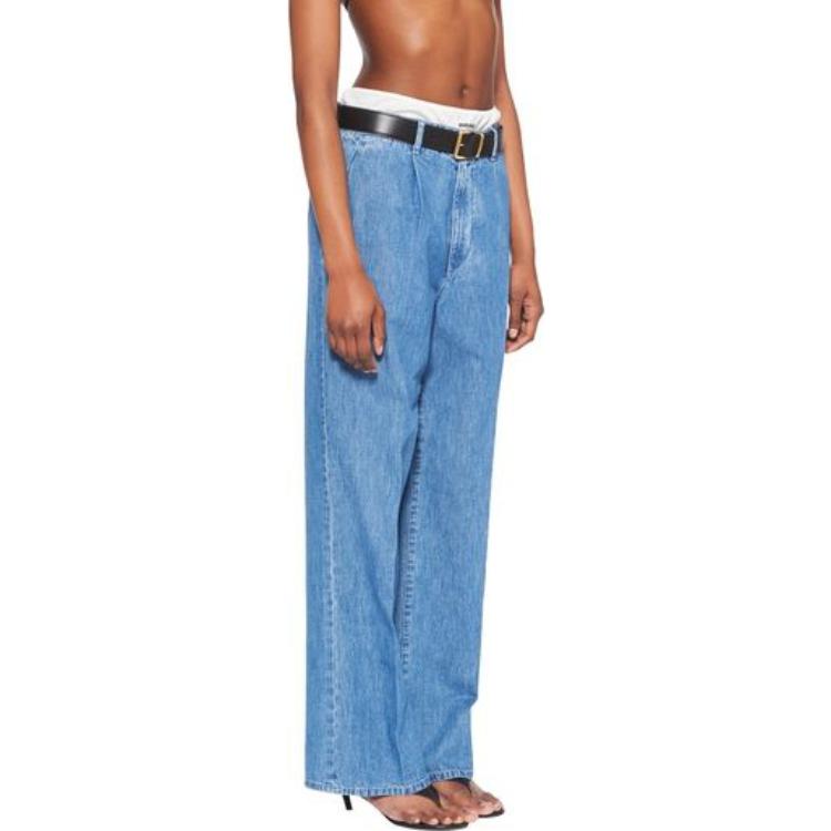 Purchase (W) MIU MIU Blue Washed Low-Waist Wide-Leg Chambray Jeans Biru. GWP471-1294-F0013-S-232