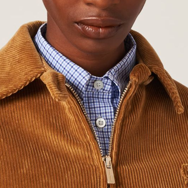 Purchase (W) MIU MIU Jaket Zip-Up Coklat Sulam Huruf dengan Rekaan Berkolar. ML9611-3MD-F0346-S-232