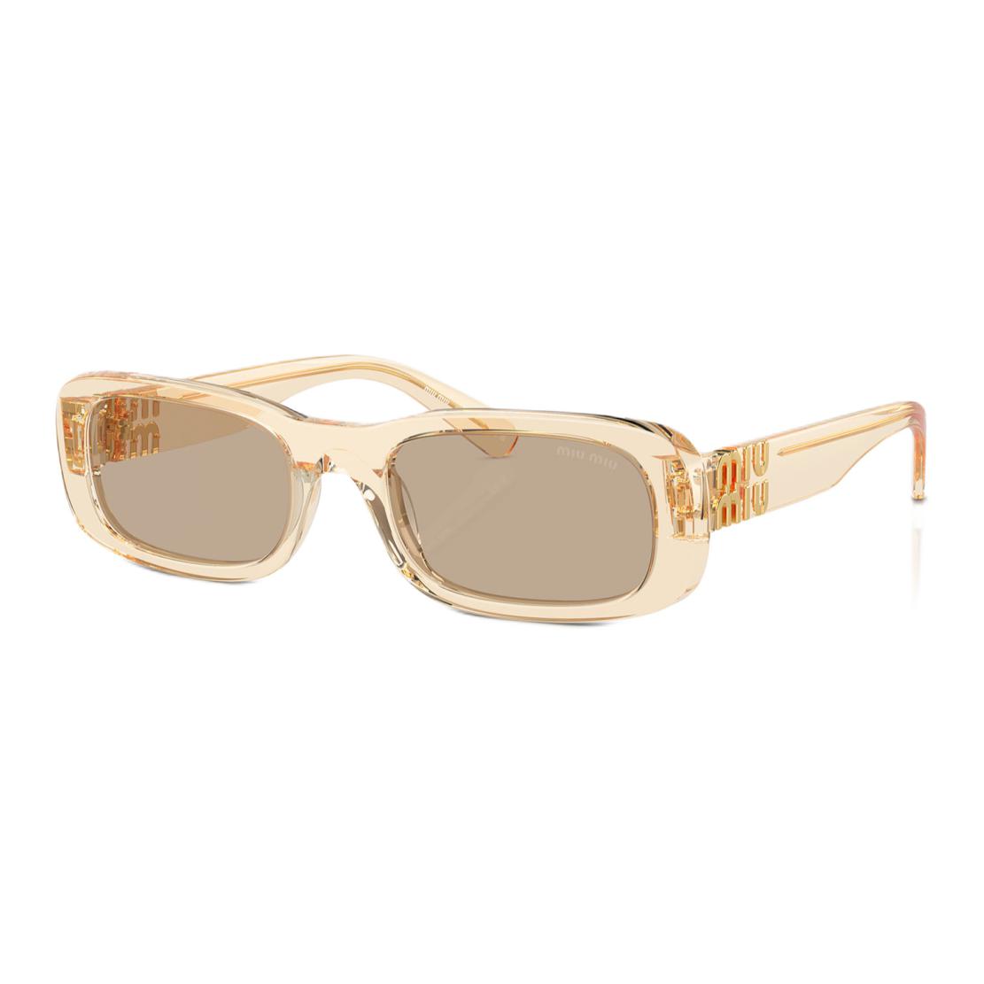 (Women) MIU MIU  Brown Irregular Acetate Sunglasses with Logo Detail. MU 08ZS 圖 2